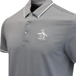 Original Penguin Golf Shirt - Tour Heritage Polo - Quiet Shade AW23 -Golf Fashion Shop original penguin golf shirt tour heritage polo quiet shade aw23 ogksd008 039 89