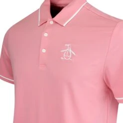 Original Penguin Golf Shirt - Tour Heritage Polo - Strawberry AW23 -Golf Fashion Shop original penguin golf shirt tour heritage polo strawberry aw23 ogksd008 696 49