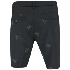 Original Penguin Golf Shorts - Embroidered Pete - Caviar AW23 -Golf Fashion Shop original penguin golf shorts space dye pete caviar ss23 ogbsd009 001 78