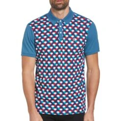 Original Penguin Shirt - PRM Geo Polo - Midnight SS23 -Golf Fashion Shop original penguin shirt prm geometric polo midnight ss23 opks3076 418 a