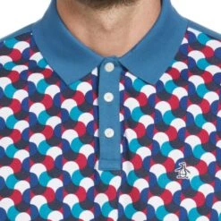 Original Penguin Shirt - PRM Geo Polo - Midnight SS23 -Golf Fashion Shop original penguin shirt prm geometric polo midnight ss23 opks3076 418 c