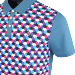 Original Penguin Shirt - PRM Geo Polo - Midnight SS23 -Golf Fashion Shop original penguin shirt prm geometric polo midnight ss23 opks3076 418 n