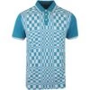 Original Penguin Shirt - PRM Tile Print Polo - Mosaic Blue SS23 -Golf Fashion Shop original penguin shirt prm tile print polo mosaic blue ss23 opks3038 993 m