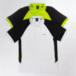 BOSS Golf Shirt - Pauletech Slim - Training White SP23 -Golf Fashion Shop pauletech white black lime duo