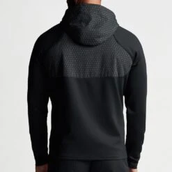 Peter Millar Golf Hoodie - Hyperlight Weld Hybrid HZ - Black SS23 -Golf Fashion Shop peter millar golf hoodie hyperlight weld hybrid hz black ss23 ms23ez53b blk n