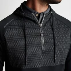 Peter Millar Golf Hoodie - Hyperlight Weld Hybrid HZ - Black SS23 -Golf Fashion Shop peter millar golf hoodie hyperlight weld hybrid hz black ss23 ms23ez53b blk o