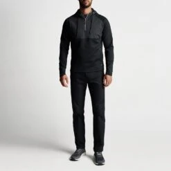 Peter Millar Golf Hoodie - Hyperlight Weld Hybrid HZ - Black SS23 -Golf Fashion Shop peter millar golf hoodie hyperlight weld hybrid hz black ss23 ms23ez53b blk r