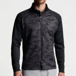 Peter Millar Golf Jacket - Merge Elite Hybrid - Black SS23 -Golf Fashion Shop peter millar golf jacket merge elite hybrid black ss23 ms23ez45a blk n