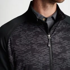 Peter Millar Golf Jacket - Merge Elite Hybrid - Black SS23 -Golf Fashion Shop peter millar golf jacket merge elite hybrid black ss23 ms23ez45a blk p