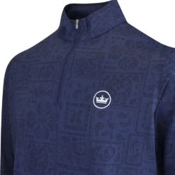 Peter Millar Golf Pullover - Perth Delos Paisley QZ - Navy AW23 -Golf Fashion Shop peter millar golf pullover perth delos paisley qz navy aw23 mf23ek40g nav 17