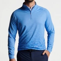 Peter Millar Golf Pullover - Perth Dip Dye Camo QZ - Maritime SS23 -Golf Fashion Shop peter millar golf pullover perth dip dye camo qz maritime ss23 n
