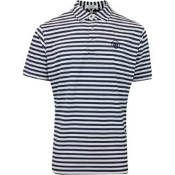Peter Millar Golf Shirt - Baldwin Stripe Polo - Navy - White AW23