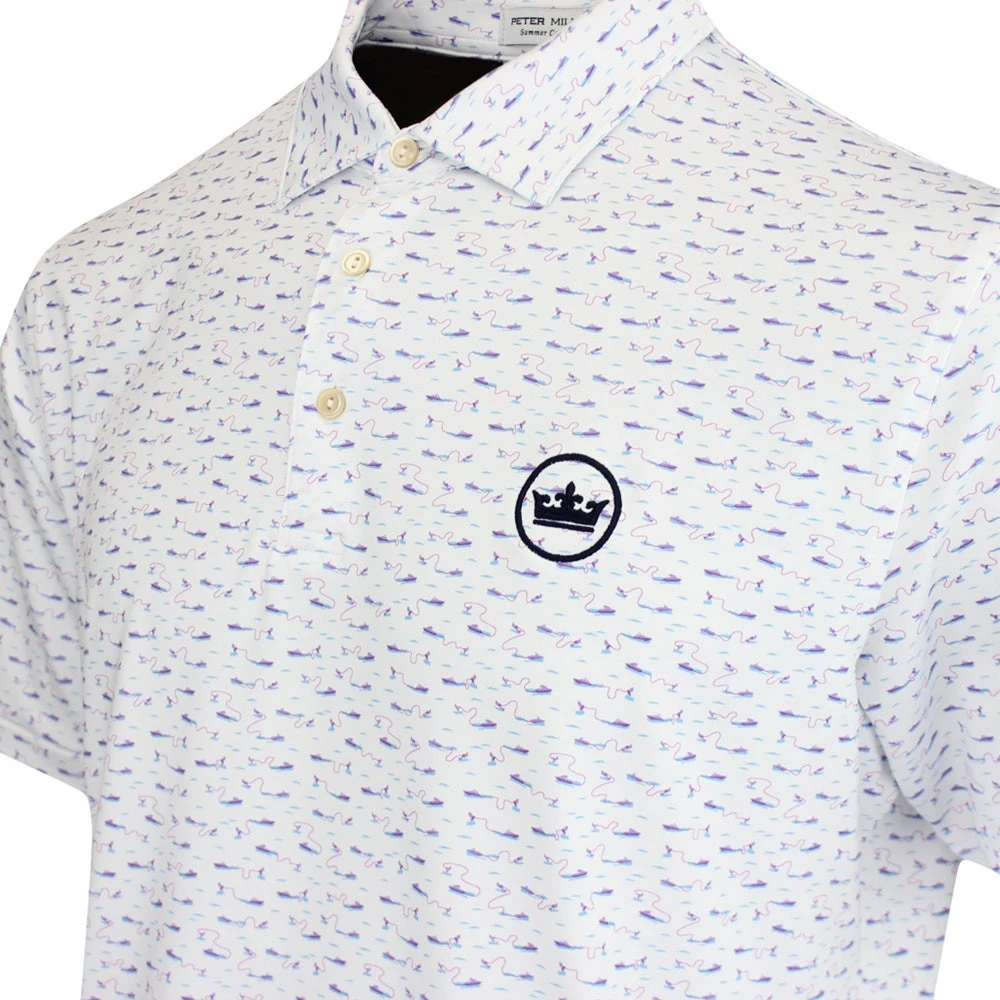 Peter Millar Golf Shirt - Cypress Print Polo - White AW23 6 Peter Millar Golf Shirt - Cypress Print Polo - White AW23 - Image 4