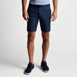 Peter Millar Golf Shorts - Salem Performance 9" - Navy AW23 -Golf Fashion Shop peter millar model shot 0000s 0010 me0eb82 nav alt a