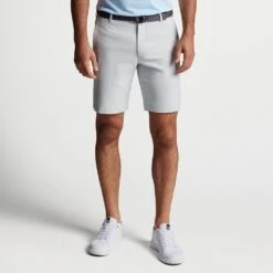 Peter Millar Golf Shorts - Salem Performance 9" - British Grey AW23 -Golf Fashion Shop peter millar model shot 0000s 0013 me0eb82 bri alt a