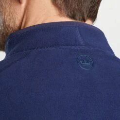 Peter Millar Golf Pullover - Thermal Micro Fleece QZ - Navy AW23 -Golf Fashion Shop peter millar model shot 0000s 0019 mf23ez38 nav alt d