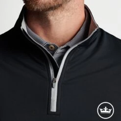 Peter Millar Golf Pullover - Perth Stretch QZ - Black AW23 -Golf Fashion Shop peter millar model shot 0000s 0041 me0ek40 blk alt z
