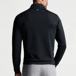 Peter Millar Golf Pullover - Perth Stretch QZ - Black AW23 -Golf Fashion Shop peter millar model shot 0000s 0042 me0ek40 blk alt b cf