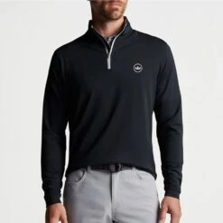Peter Millar Golf Pullover - Perth Stretch QZ - Black AW23 -Golf Fashion Shop peter millar model shot 0000s 0043 me0ek40 blk alt a