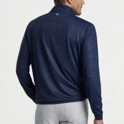 Peter Millar Golf Pullover - Perth Delos Paisley QZ - Navy AW23 -Golf Fashion Shop peter millar model shot 0000s 0047 mf23ek40g nav alt b