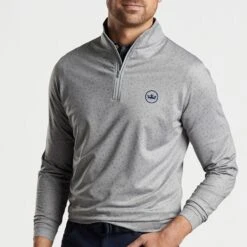 Peter Millar Golf Pullover - Perth Transfused QZ - Gale Grey AW23 -Golf Fashion Shop peter millar model shot 0000s 0053 mf23ek40d gale alt a