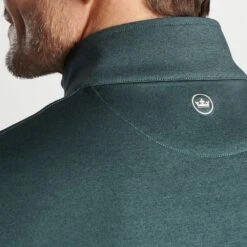 Peter Millar Golf Pullover - Perth Melange QZ - Balsam AW23 -Golf Fashion Shop peter millar model shot 0000s 0055 mf23ek40b blsm alt d