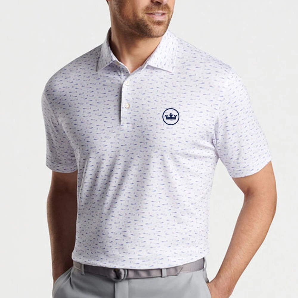 Peter Millar Golf Shirt - Cypress Print Polo - White AW23 7 Peter Millar Golf Shirt - Cypress Print Polo - White AW23 - Image 5