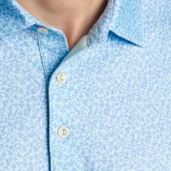 Peter Millar Golf Shirt - Lizard King Polo - Celeste AW23 -Golf Fashion Shop peter millar model shot close up 0001 layer 1