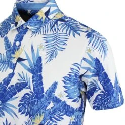 PUMA Golf Shirt - Cloudspun Aloha Polo - White - Festive Blue AW23 -Golf Fashion Shop puma golf cloudspun aloha polo white glow festive blue 62155604 aw23 61