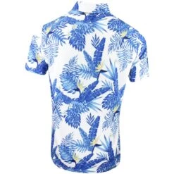 PUMA Golf Shirt - Cloudspun Aloha Polo - White - Festive Blue AW23 -Golf Fashion Shop puma golf cloudspun aloha polo white glow festive blue 62155604 aw23 62