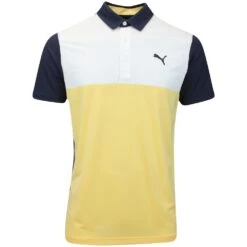 PUMA Golf Shirt - Cloudspun Colourblock Polo - Flaxen AW23