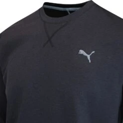 PUMA Golf Jumper - Cloudspun Crew Neck - Black Htr AW23 -Golf Fashion Shop puma golf cloudspun heather crewneck puma black heather 53746701 aw23 17