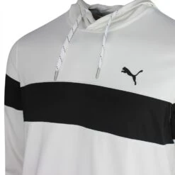 PUMA Golf Hoodie - MATTR Colourblock - Bright White AW23 -Golf Fashion Shop puma golf hoodie mattr colourblock bright white ss23 620252 01 b
