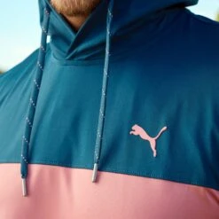 PUMA Golf Hoodie - MATTR Colourblock - Evening Sky SS23 -Golf Fashion Shop puma golf hoodie mattr colourblock evening sky ss23 620252 05 y