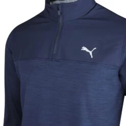 PUMA Golf Pullover - Cloudspun Colourblock QZ - Navy Blazer AW23 -Golf Fashion Shop puma golf pullover cloudspun colourblock qz navy blazer ss23 537463 03 c