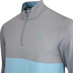 PUMA Golf Pullover - Gamer Colourblock QZ - Slate Sky AW23 -Golf Fashion Shop puma golf pullover gamer colourblock qz slate sky aw23 53298525 13