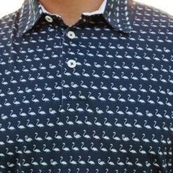 PUMA Golf Shirt - MATTR Flamingo Tile Polo - Navy Blazer SS23 -Golf Fashion Shop puma golf shirt mattr flamingo tile polo navy blazer ss23 537458 01 y