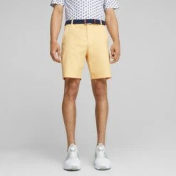 PUMA Golf Shorts - Dealer Short 8" - Flaxen AW23 -Golf Fashion Shop puma golf shorts dealer short 8 flaxen aw23 53778821 61