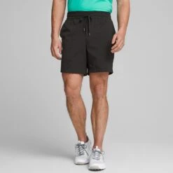 PUMA Golf Shorts - PTC Vented Short - Black AW23 -Golf Fashion Shop puma golf shorts ptc vented short black ss23 539203 02 12