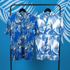 PUMA Golf Shirt - Cloudspun Aloha Polo - White - Festive Blue AW23 -Golf Fashion Shop puma aw23 laydown shot salter 0011 puma ss23 1