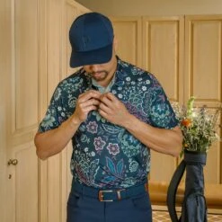 PUMA Golf Shirt - Liberty Paisley Polo - Navy Blazer AW23 -Golf Fashion Shop puma liberty paisley 0005 layer 8