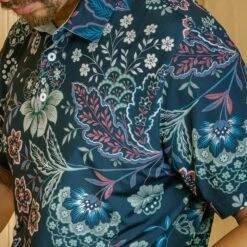 PUMA Golf Shirt - Liberty Paisley Polo - Navy Blazer AW23 -Golf Fashion Shop puma liberty paisley 0006 layer 7