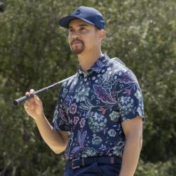 PUMA Golf Shirt - Liberty Paisley Polo - Navy Blazer AW23 -Golf Fashion Shop puma liberty paisley model 0001 layer 6