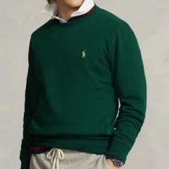 Ralph Lauren POLO Golf Jumper - Fleece Crew Neck - Moss Agate AW23 -Golf Fashion Shop ralph lauren polo golf jumper fleece crew neck moss agate aw23 710875152007 42