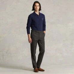 Ralph Lauren POLO Golf Shirt - LS Stretch Pique - Refined Navy AW23 -Golf Fashion Shop ralph lauren polo golf shirt ls stretch pique refined navy aw23 c