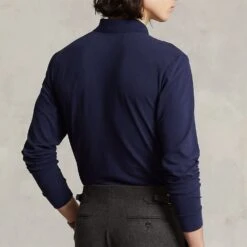 Ralph Lauren POLO Golf Shirt - LS Stretch Pique - Refined Navy AW23 -Golf Fashion Shop ralph lauren polo golf shirt ls stretch pique refined navy aw23 x