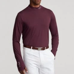 RLX Golf Base Layer - Peached Airflow LS Mock - Harvard Wine AW23 -Golf Fashion Shop rlx golf base layer peached airflow ls mock harvard wine aw23 785915766002 30
