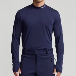 RLX Golf Base Layer - Peached Airflow LS Mock - Refined Navy AW23 -Golf Fashion Shop rlx golf base layer peached airflow ls mock refined navy aw23 785915766001 78