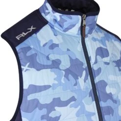 RLX Golf Gilet - Camo Quilted Coolwool Vest - Mid Blue SS23 -Golf Fashion Shop rlx golf gilet camo quilted coolwool vest mid blue ss23 785899292001 m