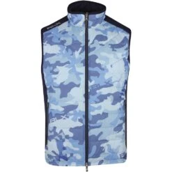 RLX Golf Gilet - Camo Quilted Coolwool Vest - Mid Blue SS23